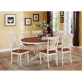 East West Furniture East West Furniture KEPL7-WHI-W 7PC Oval Dining Set with Single Pedestal with 18 in. butterfly leaf and 6 wood seat chairs KEPL7-WHI-W